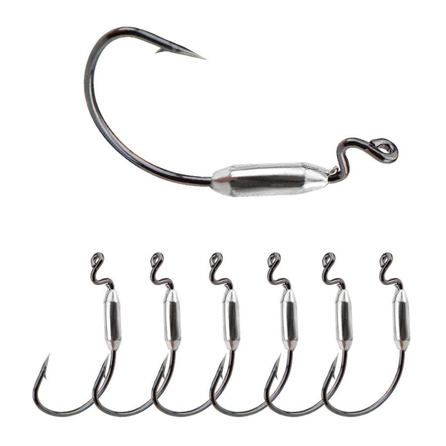 Fishing Hook Offset - 5 قطعة طعم دودة ناعمة 1/0