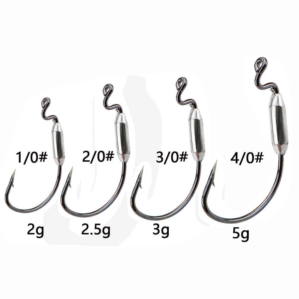 5 قطعة طعم دودة ناعمة 1/0 #    - مراجعة Fishing Hook Offset وسعره
