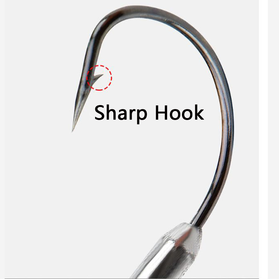 5 قطعة طعم دودة ناعمة 1/0 #    - مراجعة Fishing Hook Offset وسعره