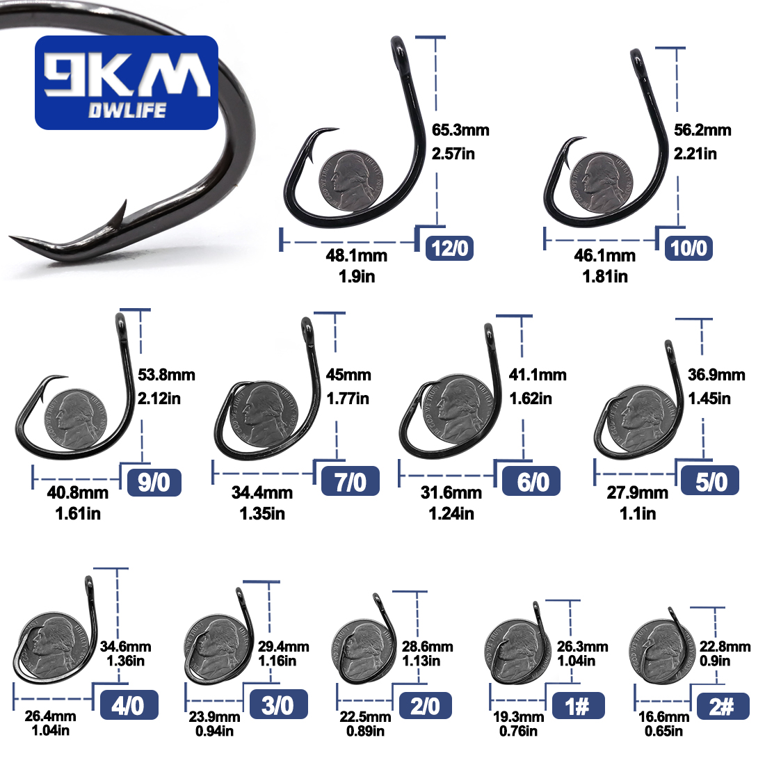 9 كجم دائرة السنانير 25 ~ 50 ق - مراجعة Fishing Hook Offset وسعره