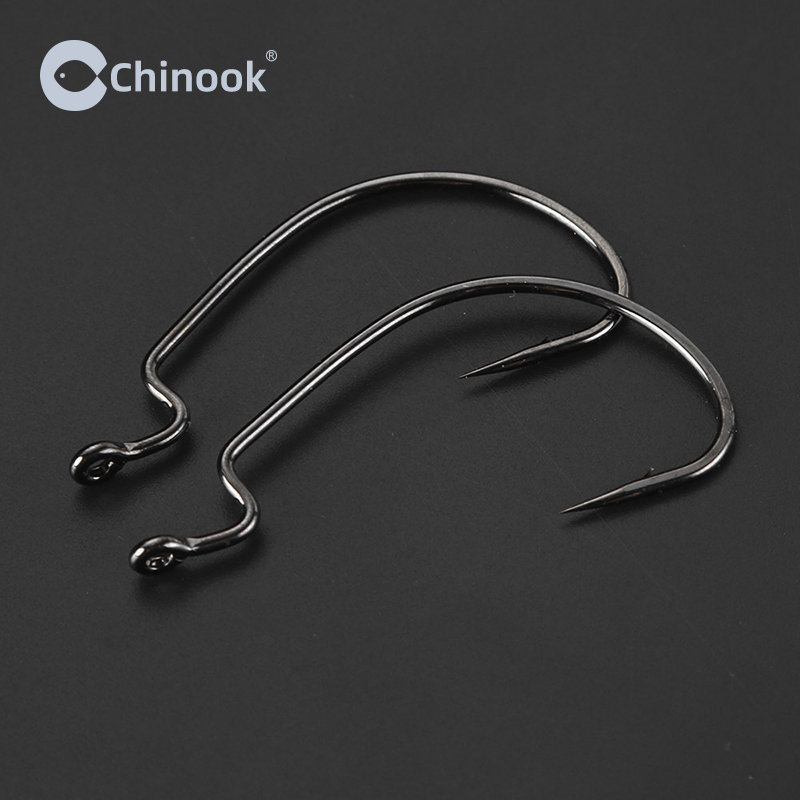 Chinook 20 قطعة واسعة دودة تكس - مراجعة Fishing Hook Barbless وسعره