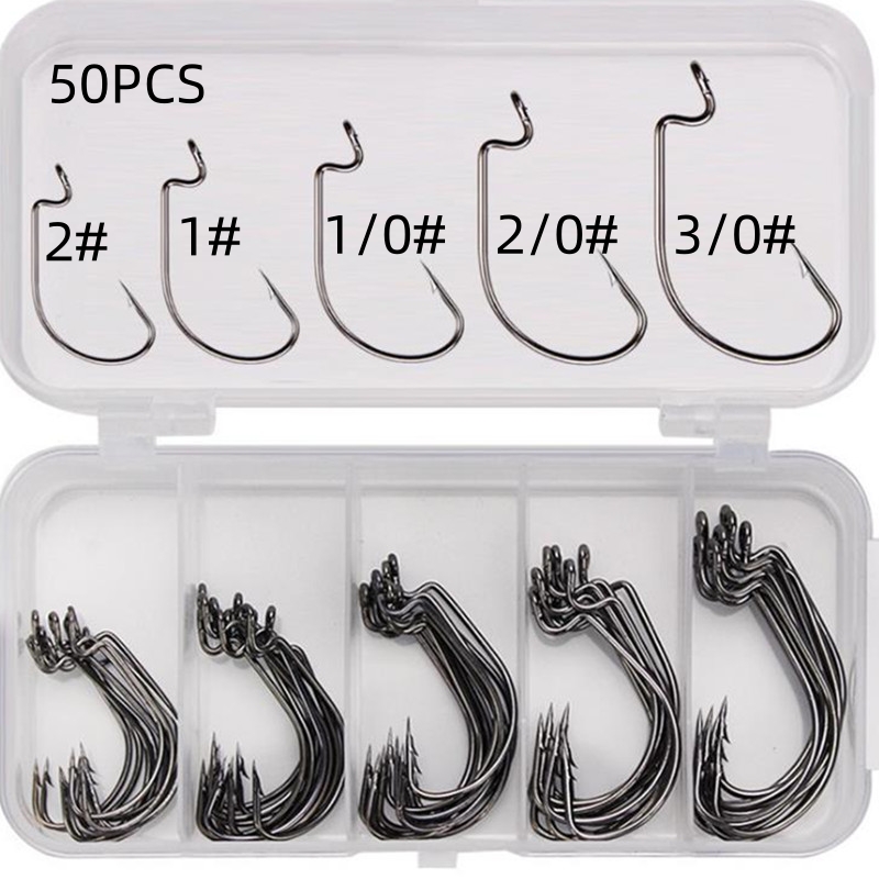 50 قطعة/صندوق خطافات صيد من ال - مراجعة Fishing Hook Offset وسعره